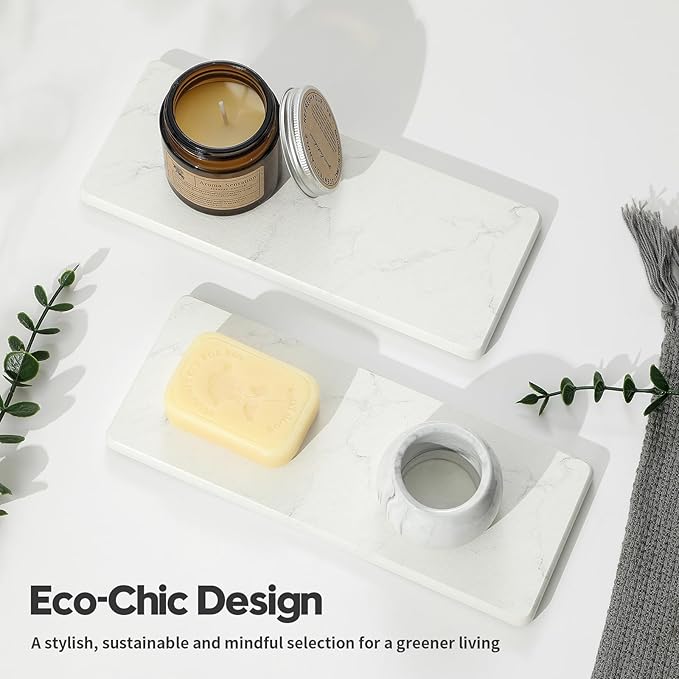 2PCS Water Absorbing Stone Drying Tray for Kitchen Counter & Bathroom Sink