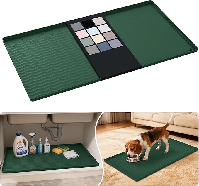 Waterproof Silicone Under Sink Mat 34'' x 19'' Shelf Liner for Kitchen
