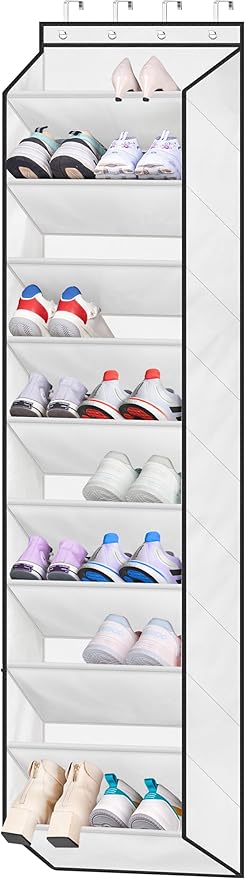 LAMB Over The Door Shoe Organizer for Closet with Large Deep Pockets, White