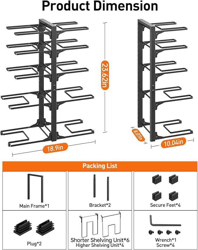 Pots and Pans Organizer under Cabinet 23.62" Height
