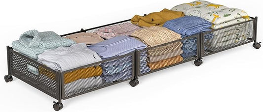 Under Bed Storage With Wheels, 47.2''/90lbs/57.6L, Clothes and Toys