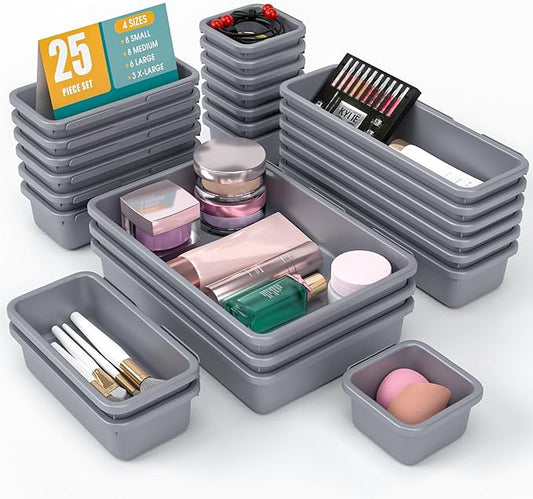 25 PCS Drawer Organizer Set, Grey
