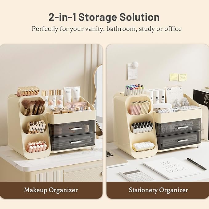 Makeup Organizer with Drawers, Large Bathroom Countertop Storage for Vanity