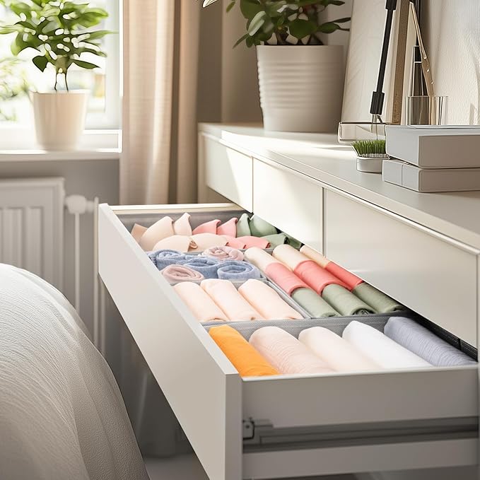 Drawer Organizer Clothes, 21 Pack Dresser Organizer for Baby Clothes, Grey