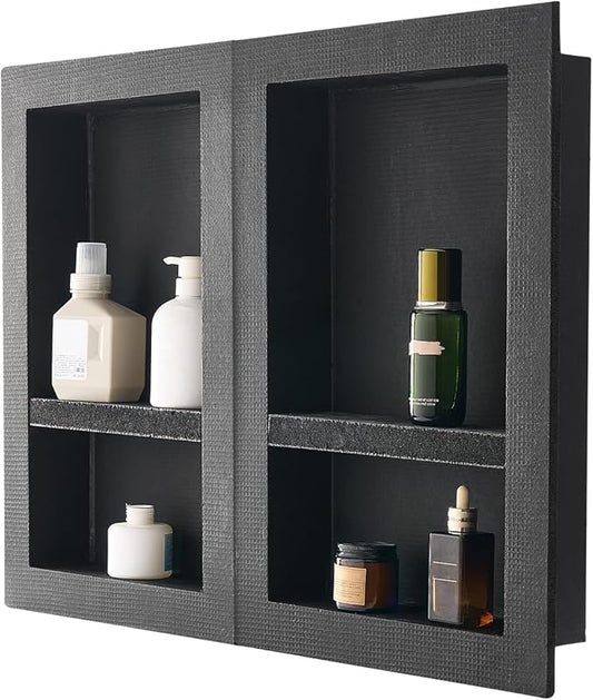 Shower Niche, 16 x 24 inch + 16 x 24 inch Recessed Wall Niche with Movable Shelf