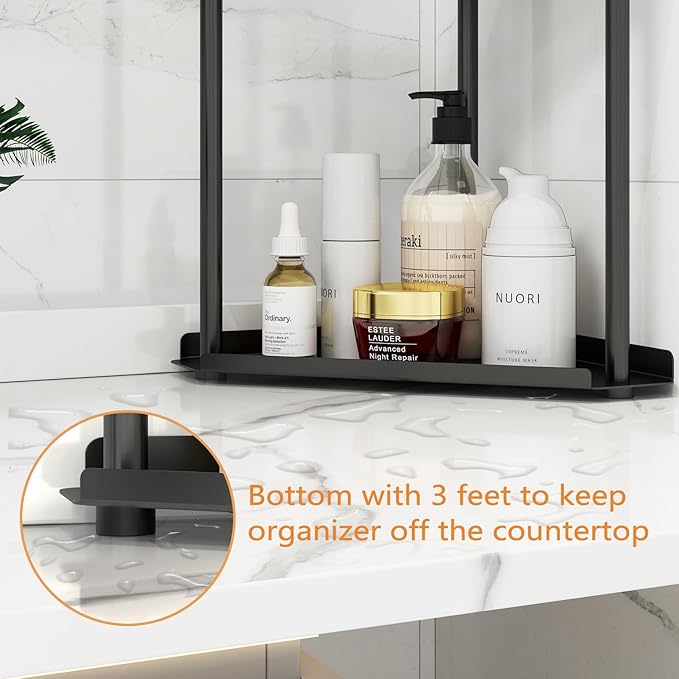 3 Tier Bathroom Counter Organizer, Vanity Organizer Corner Shelf, Black