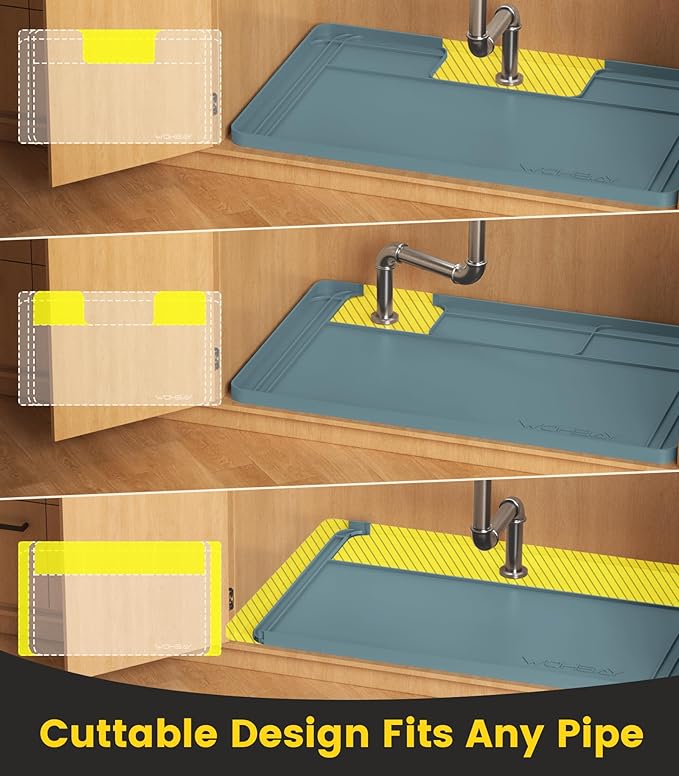 Under Sink Mats for Kitchen Waterproof, Teal