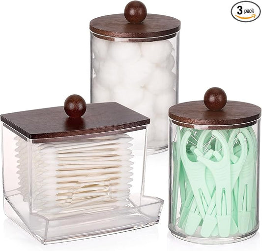 Qtips Holder Dispenser, 10 Cotton Ball/Swabs Storage Containers