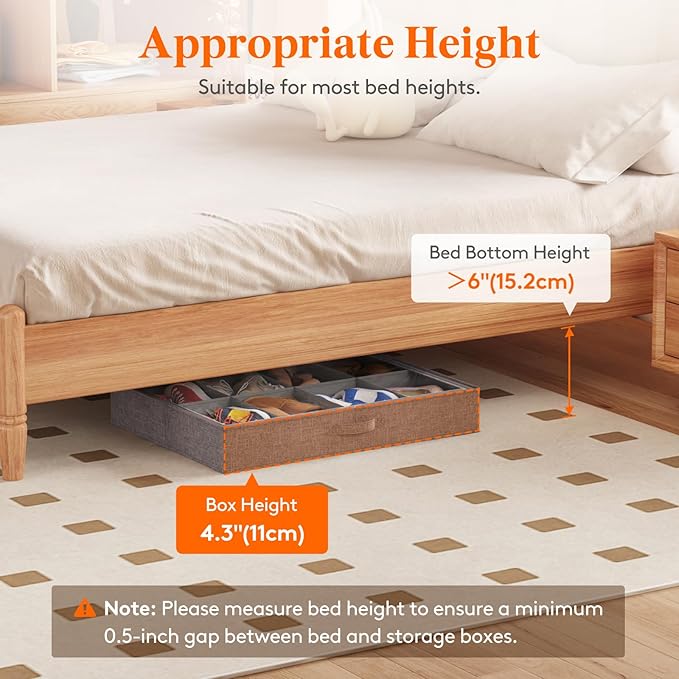 Under Bed Shoe Storage Organizer Fits 8 Pair Sneakers, Sports Shoes 2 Pack