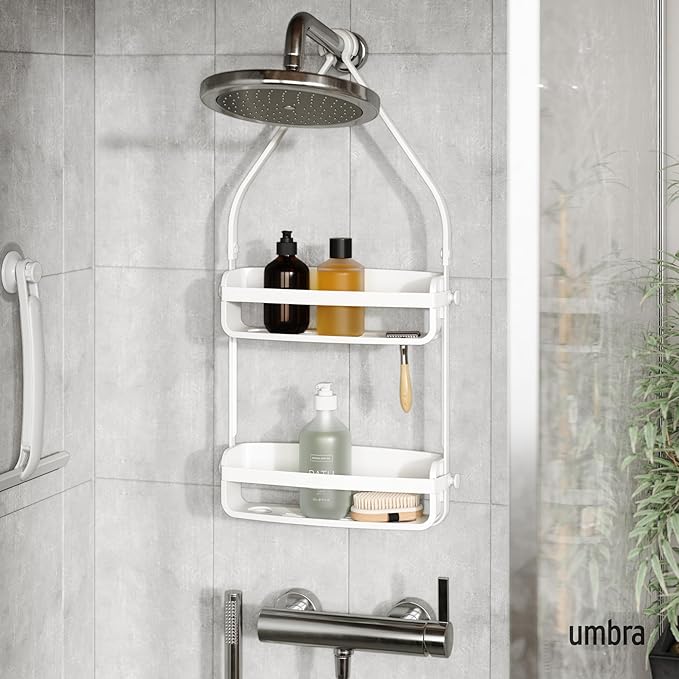 Flex Hanging Shower Caddy with 2 Shelves, Bathtub Shelf and Bathroom Organizer