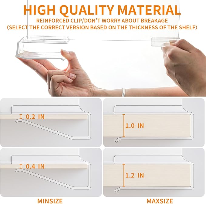 Yieach Adjustable Height Clear Shelf Dividers,6 Pack Acrylic Closet Shelf Dividers for Organization,11.1 Inch Tall Vertical Plastic Shelf Separators for Towel,Sweater,Towel Organizers and Bookshelf