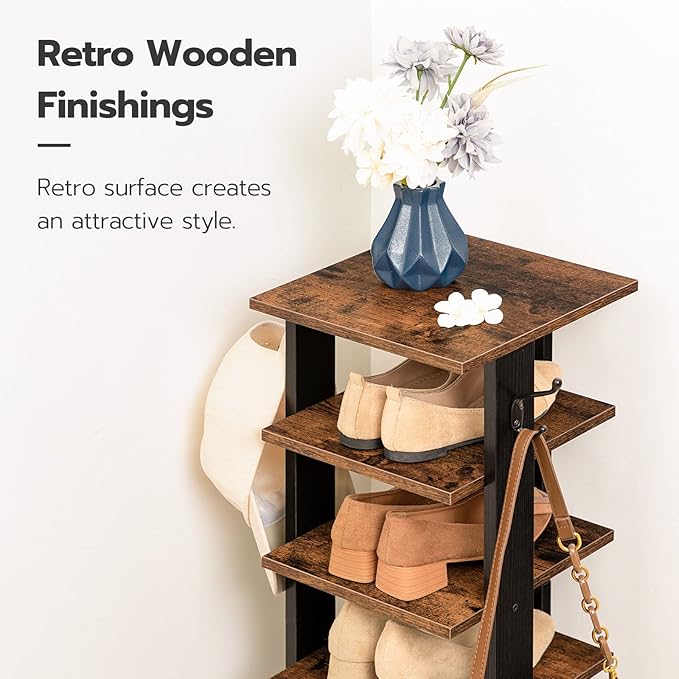 8 Tiers Vertical Shoe Rack, Rustic Brown BF07XJ01G1