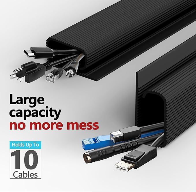 Under Desk Cable Management, 15.7 in Computer Cable Management Black