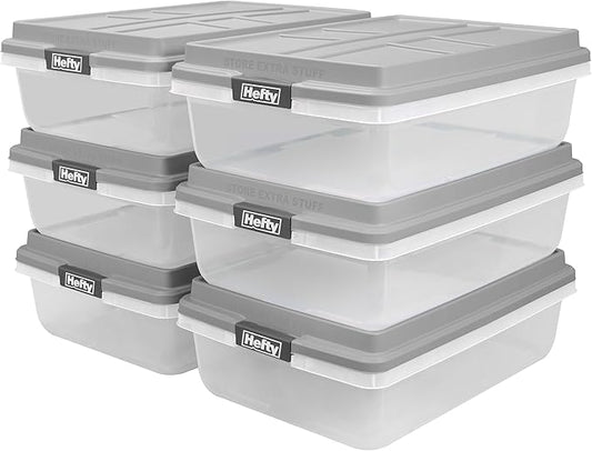 40 Qt Hi-Rise Storage Bin with Lid, Stackable Plastic Storage Container