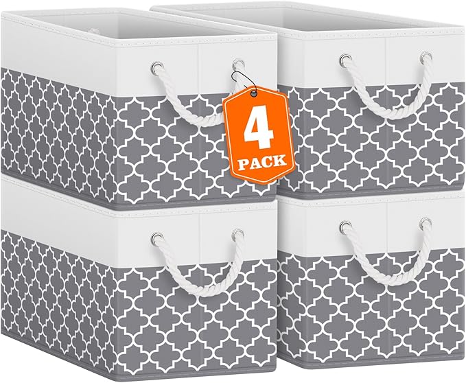 Fab totes Storage Bins 4-Pack, Clover Grey