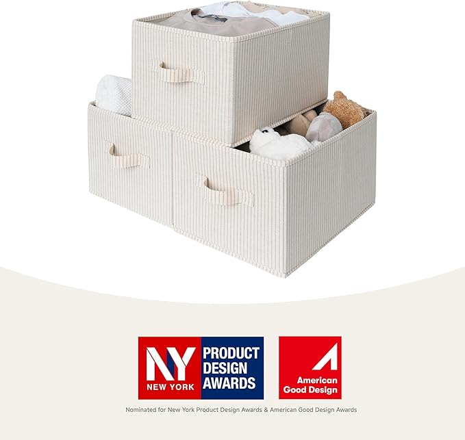 Foldable Shelf Organizer Bins, Closet Storage Baskets for Clothes, Large
