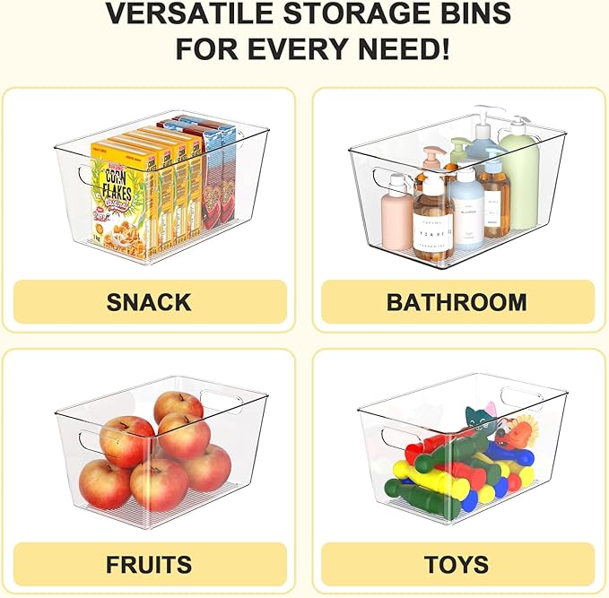 Set of 4 Clear Plastic Storage Bins