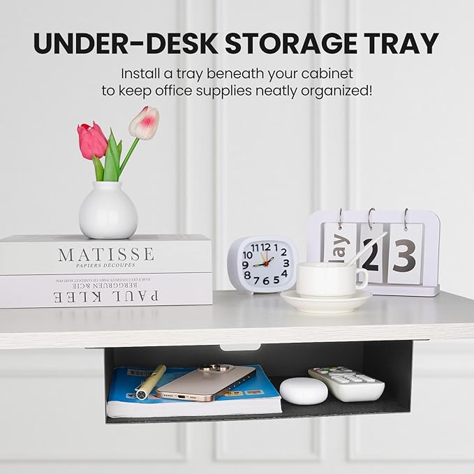 2 Pack Under Desk Shelf, 13 Inch Under Desk Storage Shelf