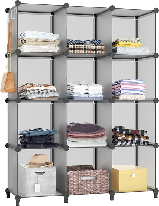 Closet Organizer, 12-Cube Closet Organizers and Storage, Grey