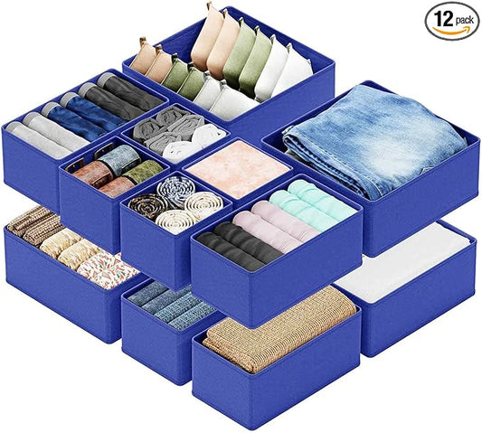 Drawer Organizer for Clothes, 12 Pack Dresser Drawer Organizer Bins