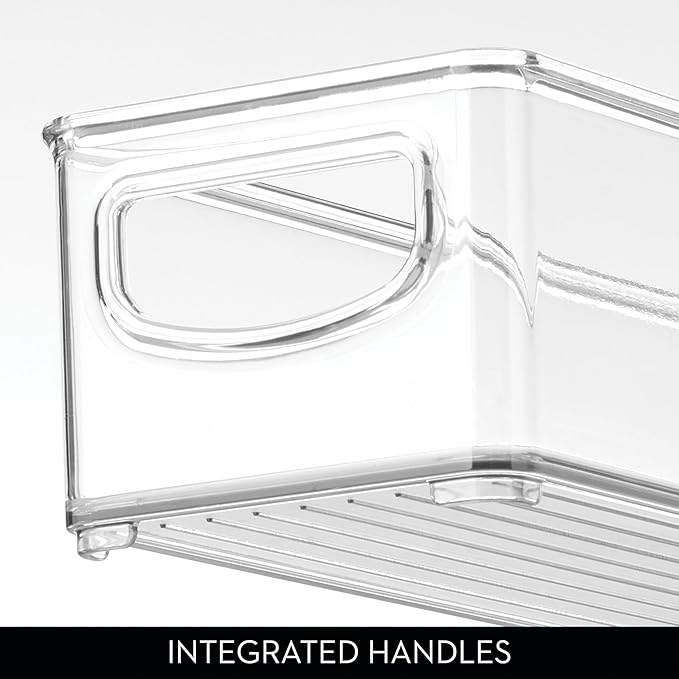 iDesign Slim Clear Plastic Storage Bin, Extra Long Narrow Stackable Organizer for Kitchen and Pantry, 4-Pack