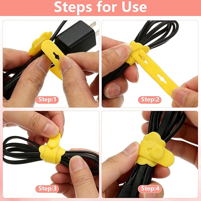 75Pcs Colorful Silicone Cable Ties,2026 New Data Cable Organizer,Reusable Cable Straps,Cable Management Cord Organizer for Fastening Phone Charger Home Office Desk Kitchen Appliances Cable CordsWires
