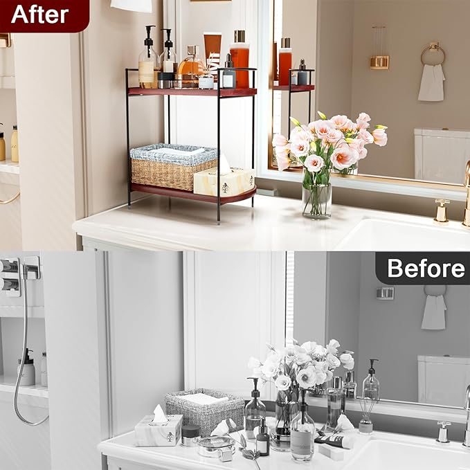 2-Tier Bathroom Counter Organizer, Brown