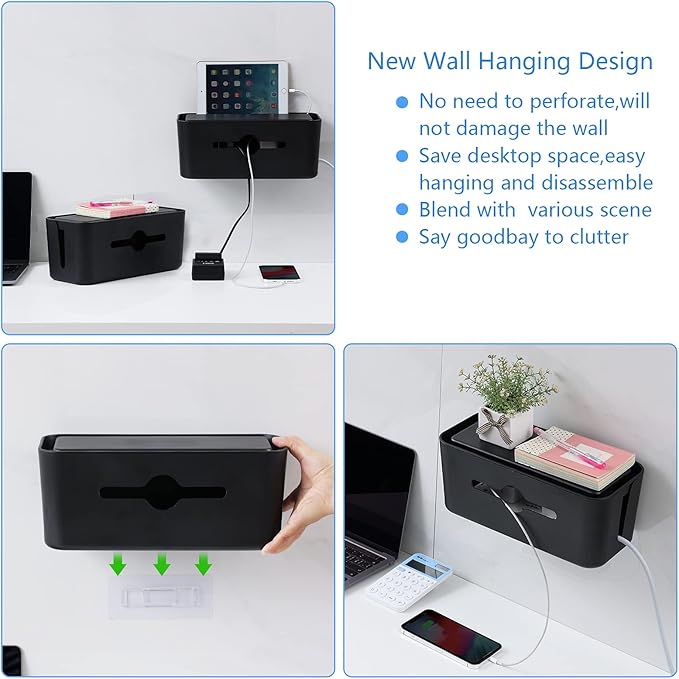 Cable Management Box, Cord Organizer Box for Desk Floor Cable Hide