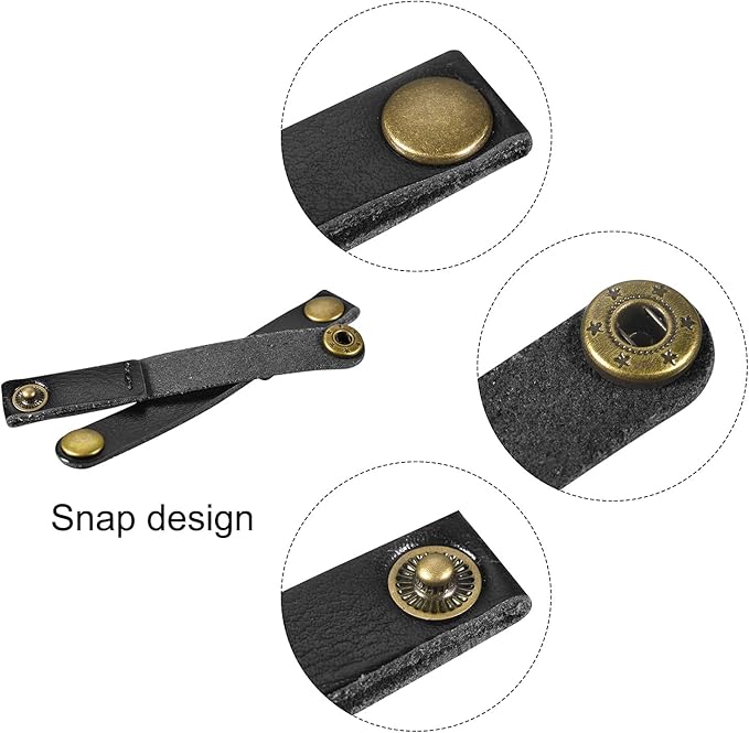 MECCANIXITY Pack of 5 Leather Cable Straps Cord Organizer 90x12mm Portable Cable Leather Clips Black Earphone Cord Management for Cable, Wire