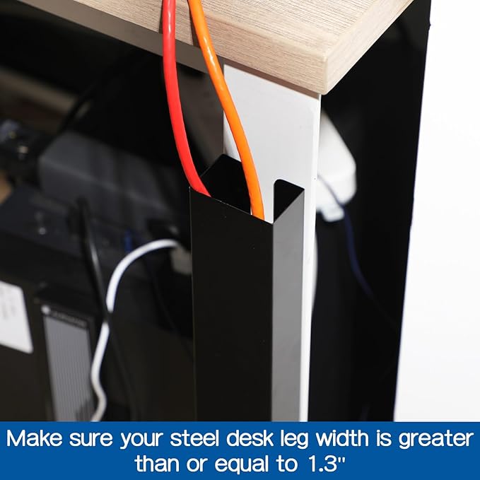 Blulu 4 Pack Steel Magnetic 14 Inch Cable Management Channel for Under Desk Leg Vertical Wire Hider Cover Cable Desk Organizer No Drill Cord Organizer Cord Hider Management for Home Office (Black)