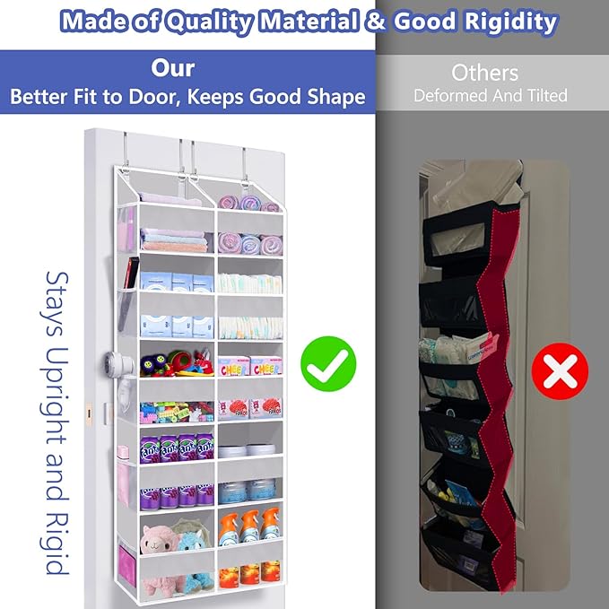 Heavy Duty Over The Door Organizer 5 Tiers, Light Gray