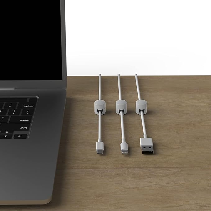 Cable Anchors for Desk Organization White, Premium Aluminum Cord Organizers