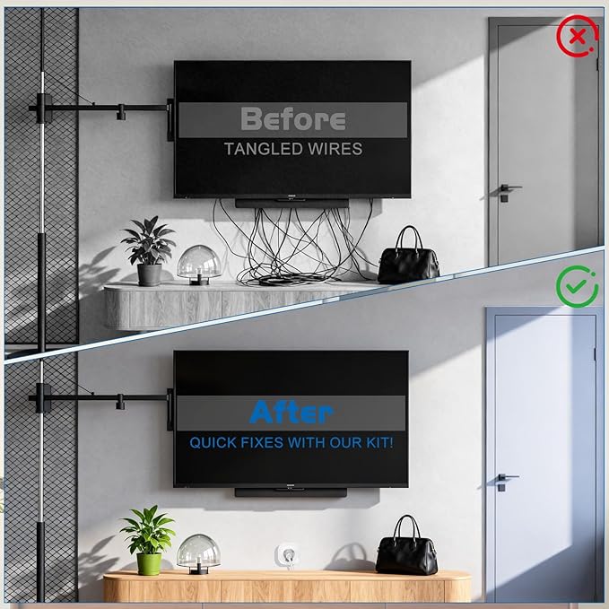 in wall Cable Management kit W/Hole Saw & Drill Template Power & Low Voltage Wire Cable Management Box Safe Fire-Resistanttv Cable Hider wall kit for Wall Mounted TV Home Theater