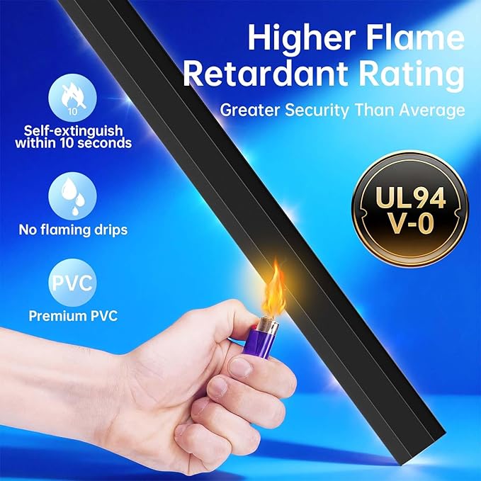 Delamu Black Cord Hider, 85in Cord Covers for 3-4 Wires on Wall, Large Cable Hider, Premium Wire Covers for Cords on Wall, Easy Set-up Cable Cover Raceway, TV Wire Hiders Wall, W1.18 H0.67in, Black