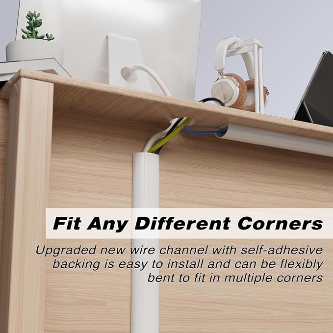 118" Silicone Cord Hider for Wall Mount TV,Large Self-Adhesive Cable Hider for 2-3 Cords,Cable Management Under Desk,Cord Organizer,Cable Raceway Home & Office Trim,Cord Concealer Channel,White