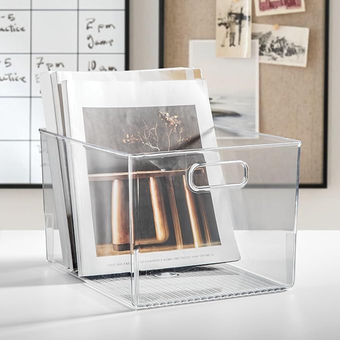 iDesign Storage Bins with Handles - Organize Kitchen, Bathroom, or Home Office - Set of 8 - Clear