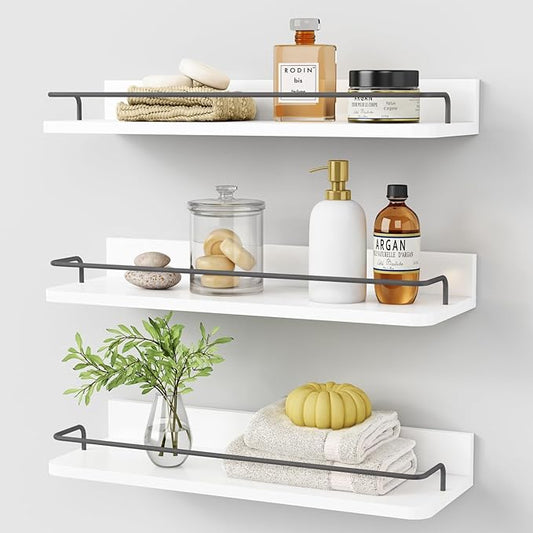 White Floating Shelves Bathroom Shelves Over Toilet Set of 3
