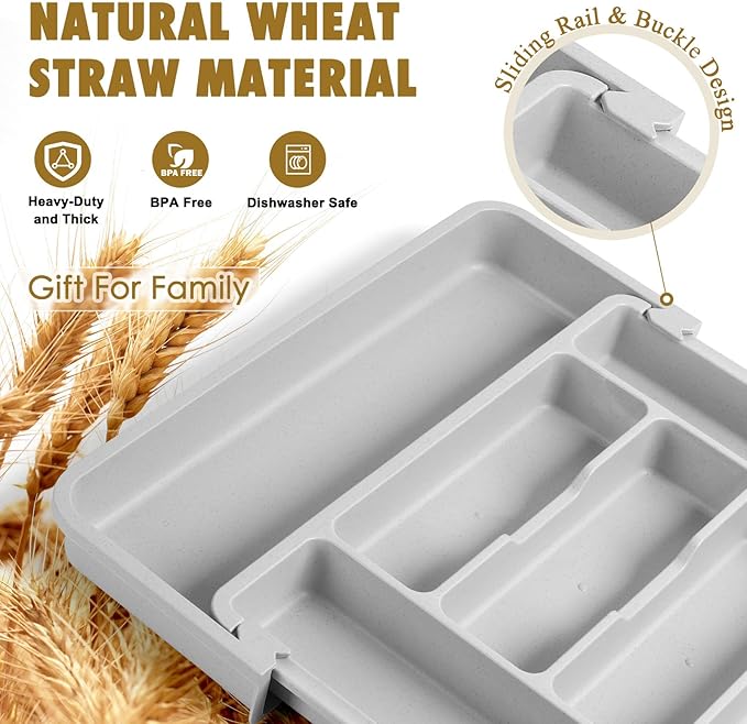Heavy Duty Silverware Organizer for Kitchen Drawer & Utensils