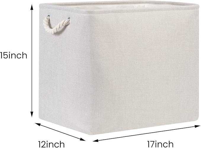 Bidtakay Fabric Beige Baskets Extra Large Organization Baskets for Clothes Set