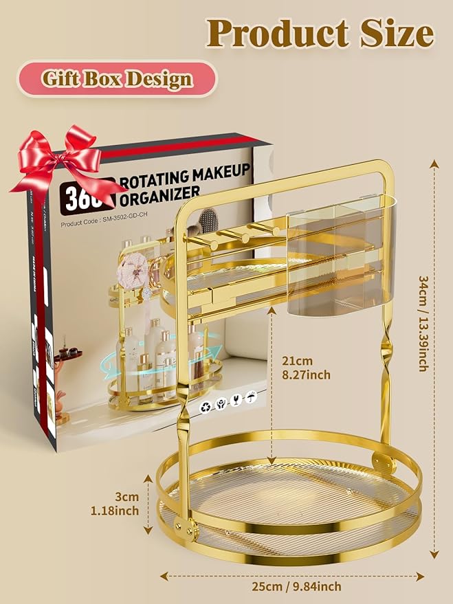 360° Rotating Makeup Organizer for Vanity
