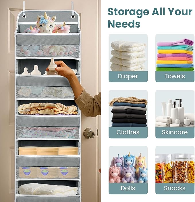 Sturdiness Over The Door Organizer, 5 Shelves & 8 Side Pockets