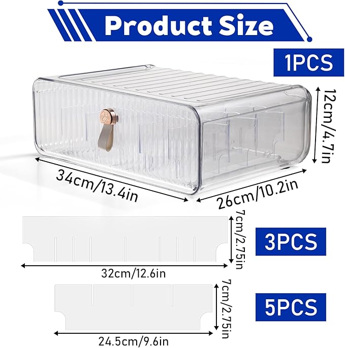 Dimeho 24 Cell Plastic Sock Organizer Underwear Drawer Organizer Acrylic Stackable Storage Drawer Underwear Storage Box with Dividers for Panties Closet Bra Baby Clothes Belts Ties Scarf