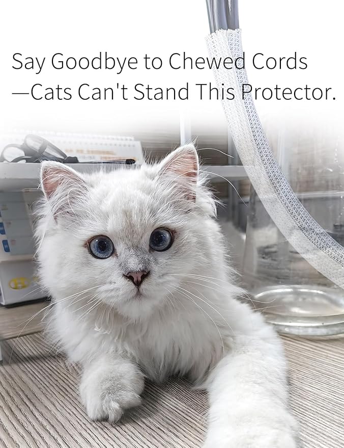 Cable Management Split Wire Loom Sleeve - Cord Hider & Protector for Desk, Pet Chew Proof, Wire Cover Organizer, Flexible Tube for Wires and Cables (1 & 1/2 Inch 10FT Each, White)