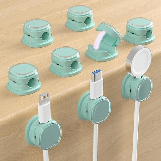 Magnetic Cable Clips, Adjustable Cord Holder Management, 9-PCS Cyan