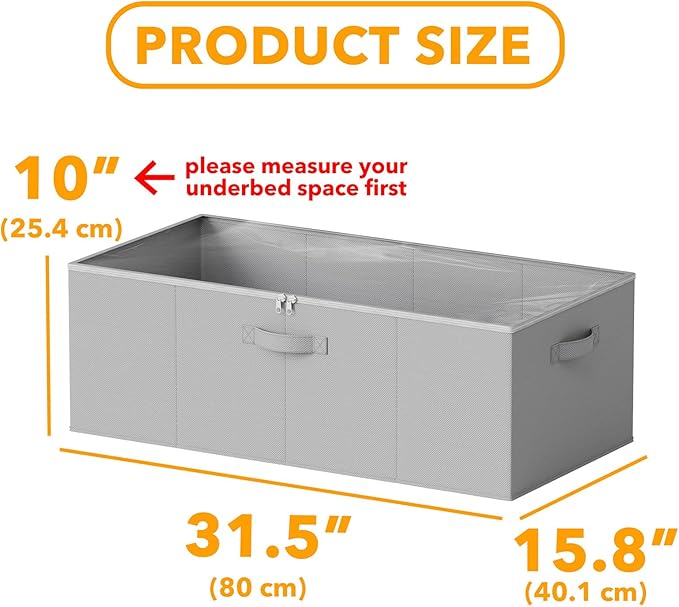 3 Pack 10" High Under Bed Storage Containers, Gray