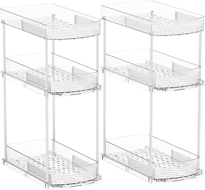 2 Pack 13.8″ Deep 3 Tier Under Sink Storage Organizer