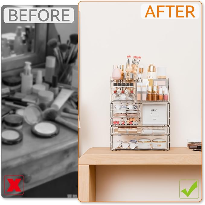 3 Pack Clear Makeup Organizer Countertop for Dresser