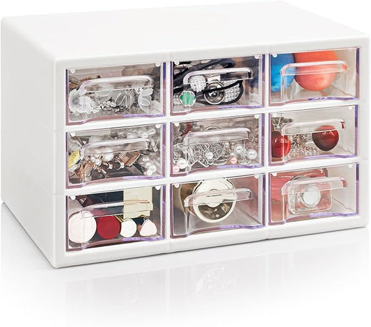 Desk Storage Organizer with 9 Drawers, White