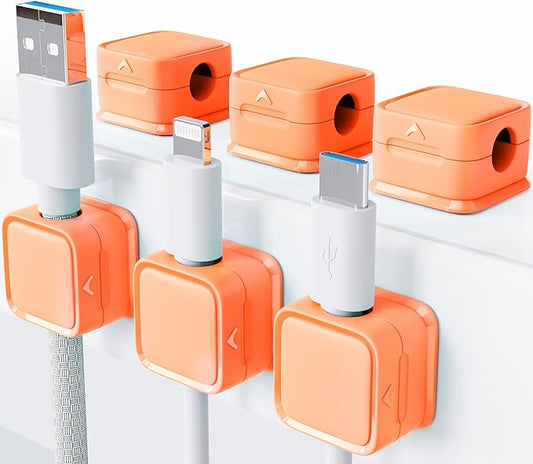 Magnetic Cord Organizer Holder, 6 Pack Desk Cable Clips Management