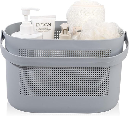 Plastic Storage Baskets with Handles, Gray